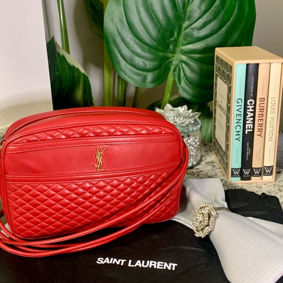 Yves Saint Laurent YSL Logo Vintage Camera Bag Crossbody Designer Luxury Red - Picture 9 of 13